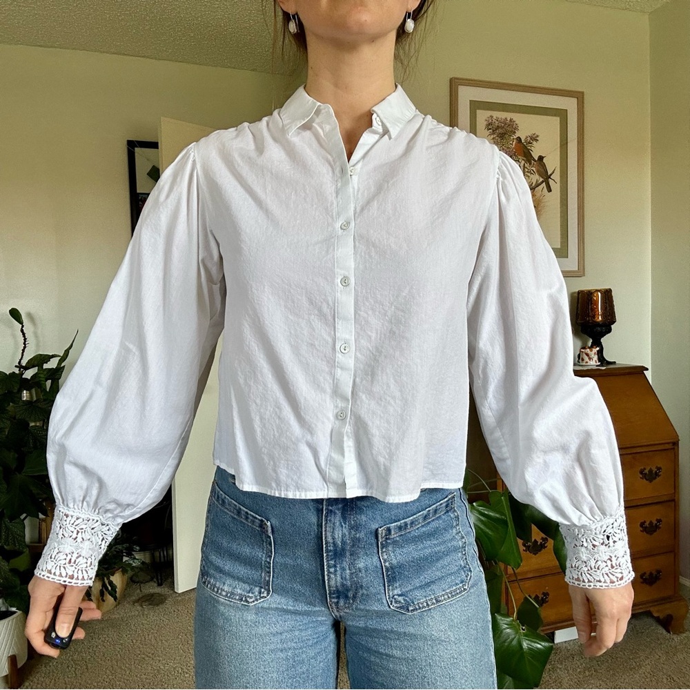 Express Button-Down Puff-Sleeve Blouse - image 1